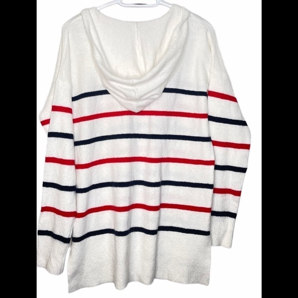 Rachel Zoe Striped Hooded Pullover Sweater Blue Red Knit Women Small Preppy - Picture 6 of 9